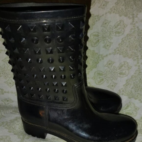 Dirty Laundry Women's Size 9 Rain Snow Winter Boots Black Studded Rubber Fashion - Picture 1 of 6